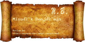 Missák Benjámin névjegykártya